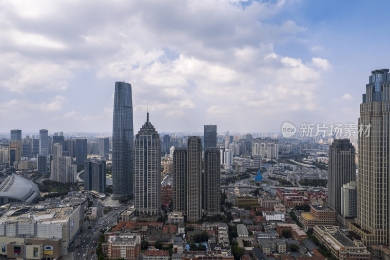 天津海河风景线城市天际线建筑风光航拍