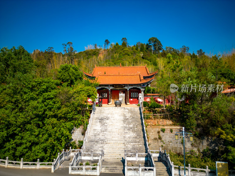 云南红河州弥勒市锦屏山4a景区航拍摄影图