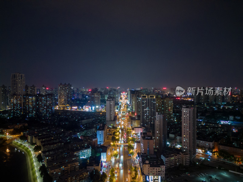 航拍安徽合肥城市夜景