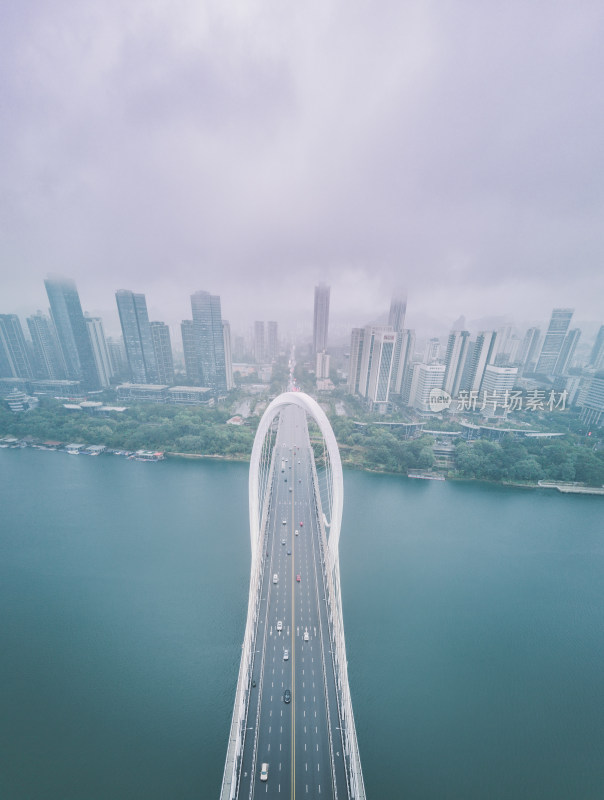 雨中的桥梁-柳州白沙大桥航拍