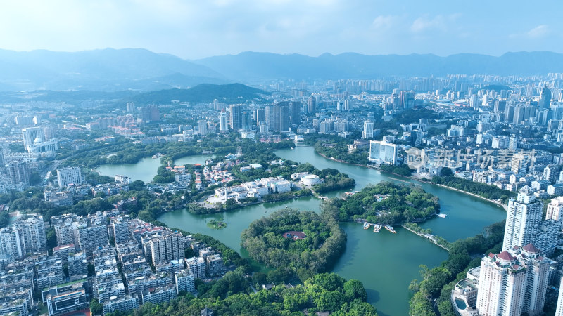 福州西湖公园照片航拍福建博物院城市风景