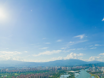 航拍西双版纳景洪市城市风光