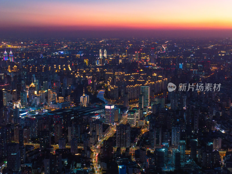 航拍上海现代都市摩天大楼陆家嘴外滩夜景