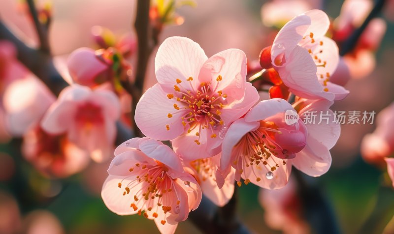 春日桃花盛开浪漫花朵清新花海背景