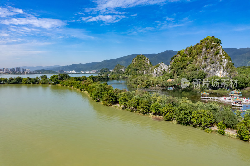 广东肇庆星湖景区七星山航拍摄影图