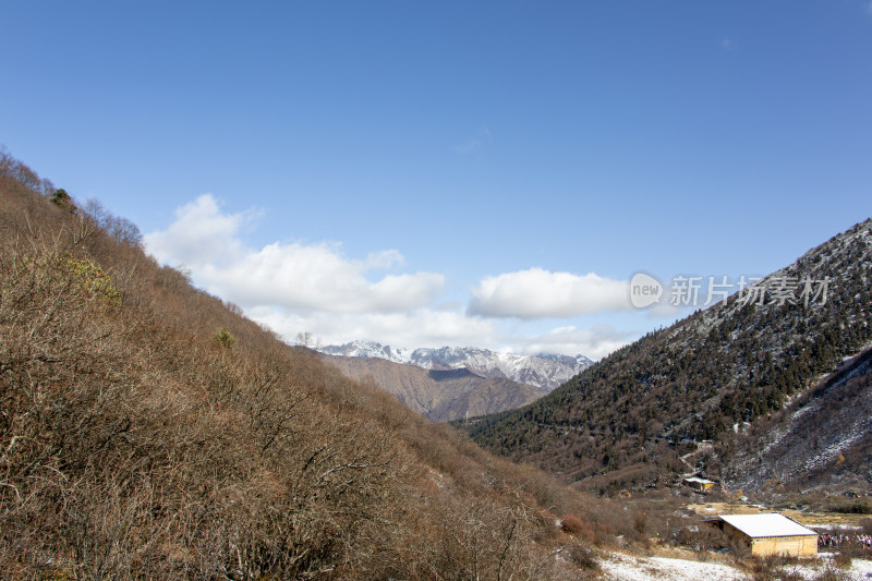 冬日宁静的雪山峡谷