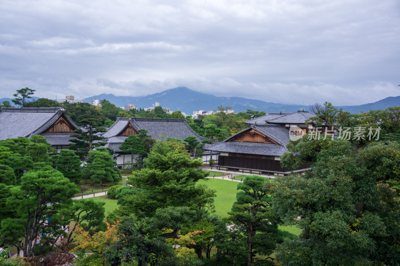 高处俯拍日本京都二条城