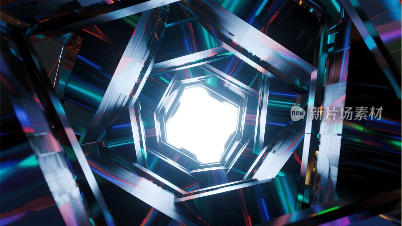 科幻风格几何结构通道场景