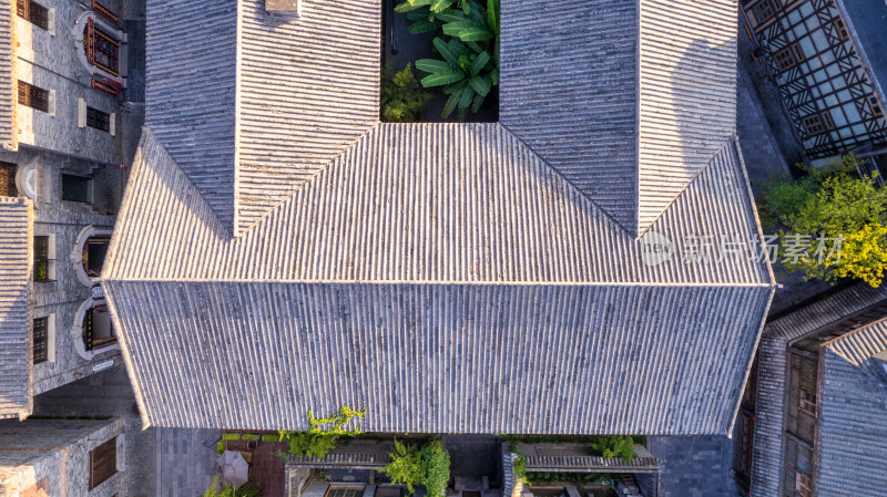 仿古建筑屋顶平面造型航拍