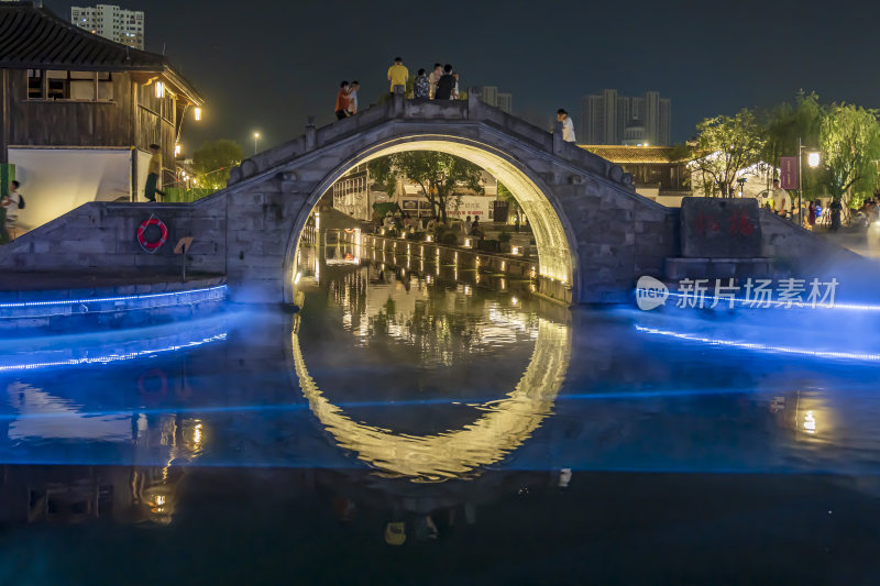 绍兴柯桥古镇景区夜景