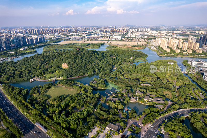 绍兴镜湖国家城市湿地公园航拍图