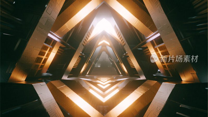 科幻风格几何结构通道场景