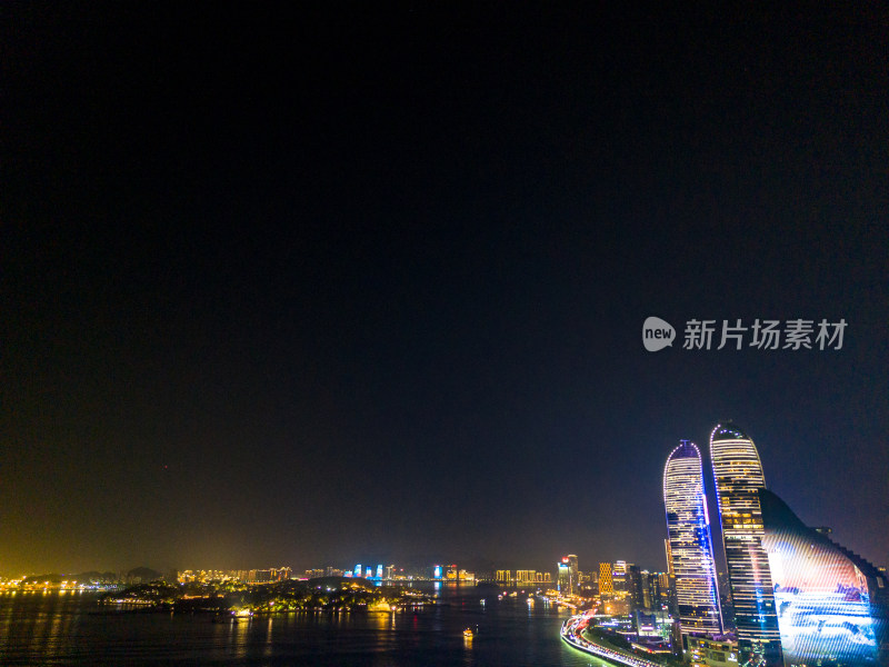 厦门城市夜景灯光航拍图