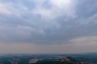 四川遂宁城市晚霞大景航拍摄影图