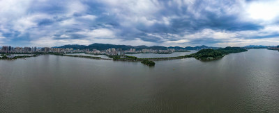 湖北黄石城市风光航拍全景图