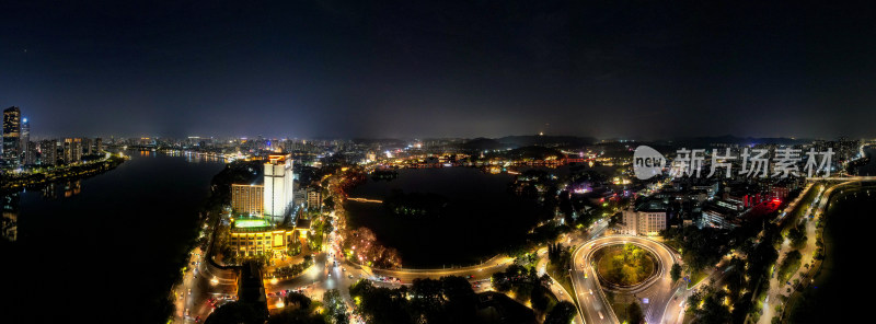 广东惠州城市夜景灯光航拍全景图