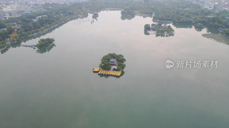 航拍山东济南大明湖景区5A景区