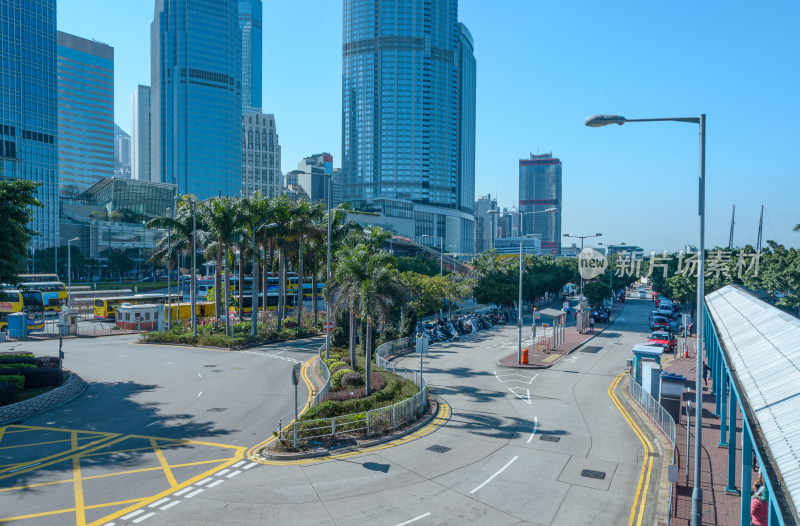 香港中环CBD城市道路与商业繁华景观