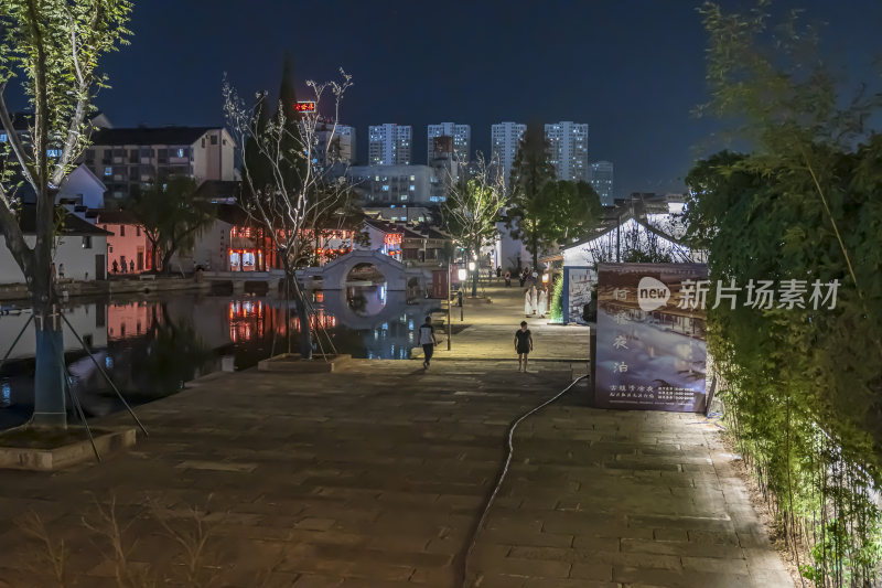 绍兴柯桥古镇景区夜景