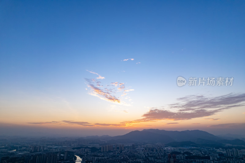 广东江门城市夕阳晚霞航拍摄影图