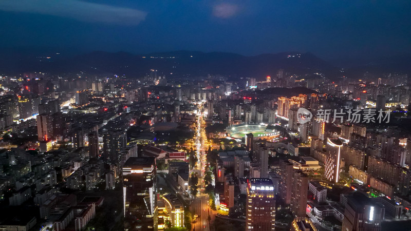 莆田城市大景夜景灯光航拍图