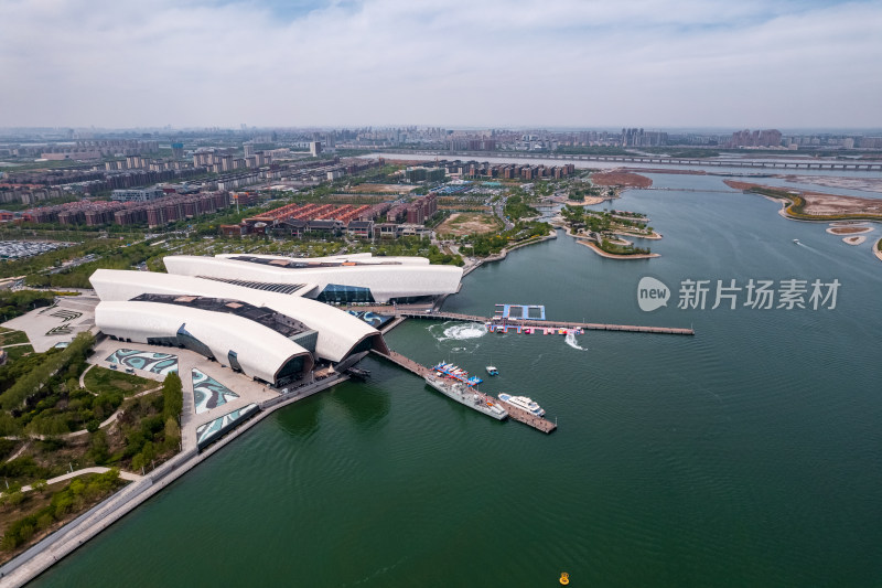 天津生态城国家海洋博物馆城市建筑风光航拍