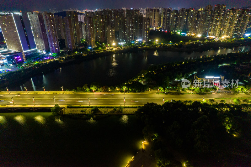 安徽蚌埠新城区城市夜景航拍图
