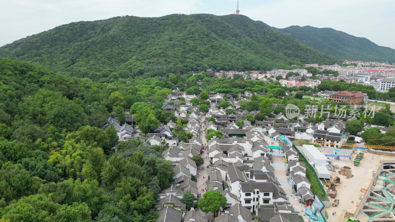 航拍江苏无锡惠山古镇5A景区