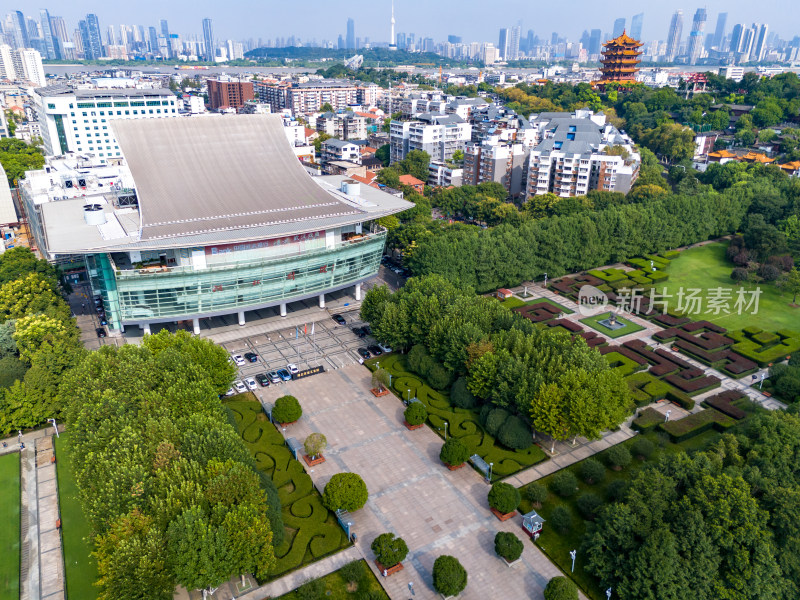 武汉辛亥革命纪念馆周边建筑交通航拍图