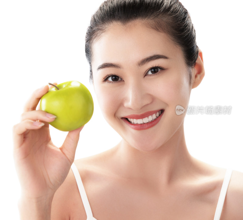 青年女人吃苹果