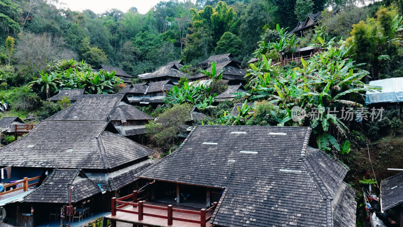 云南景迈山糯干古寨航拍