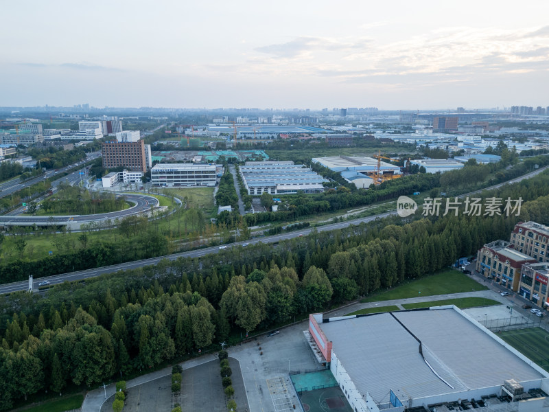 航拍四川成都郫都区城市建筑 交通 高速公路