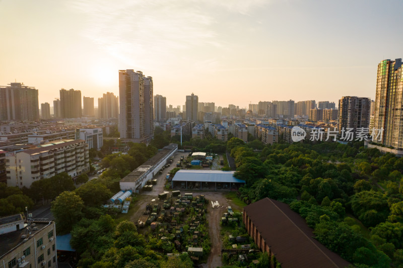 傍晚的湖南衡阳城市风光