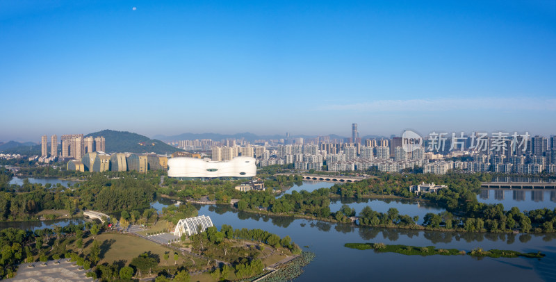 杭州滨江区白马湖景区航拍