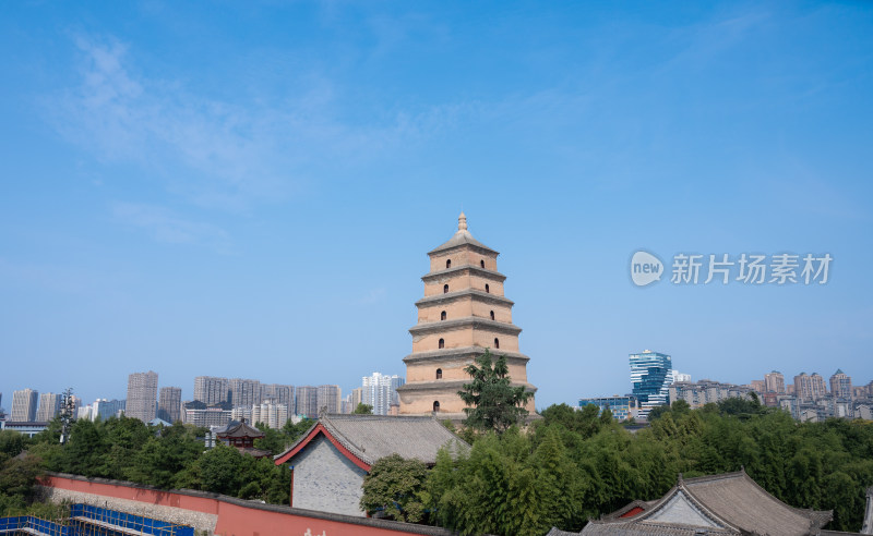 陕西西安晴朗天气的大慈恩寺大雁塔