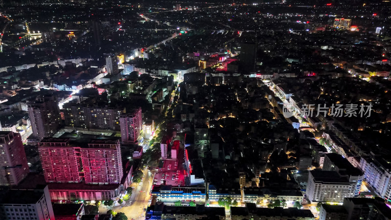 玉林城市大景夜景灯光交通航拍图