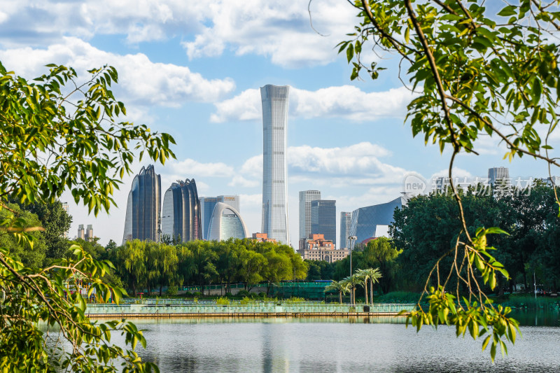 北京CBD城市建筑蓝天白云