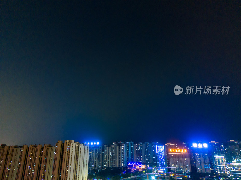 陕西宝鸡城市夜景灯光航拍图