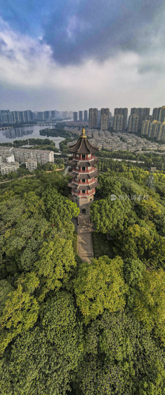 浙江绍兴城市全景图航拍