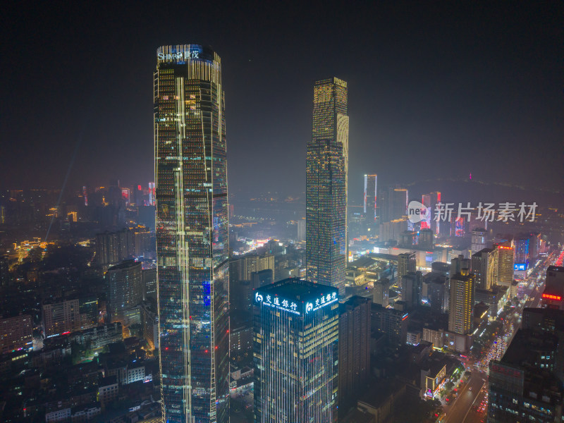 湖南长沙城市夜景长沙地标高楼夜景