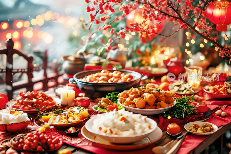 新年团圆庆祝年夜饭美食喜庆