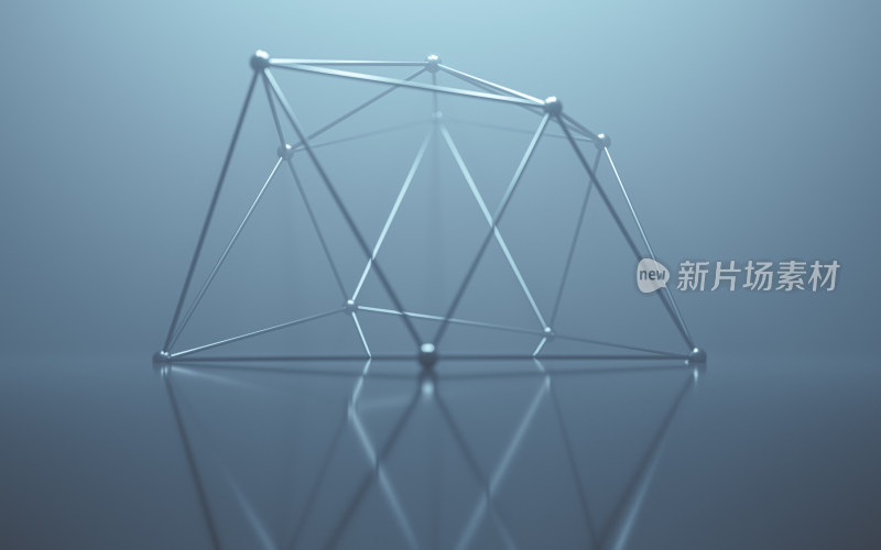 抽象几何形体线框背景3D渲染