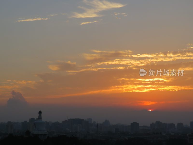 北京景山公园日落风景