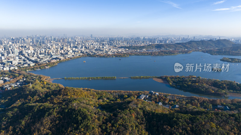 杭州西湖区城市风光航拍