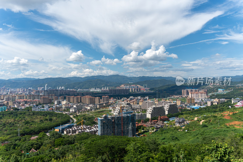 西双版纳景洪市城市风光高视角