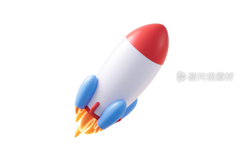 卡通风格的火箭3D渲染