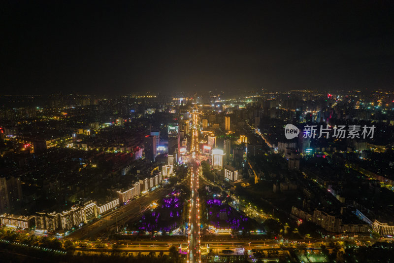 湖南株洲城市夜景航拍