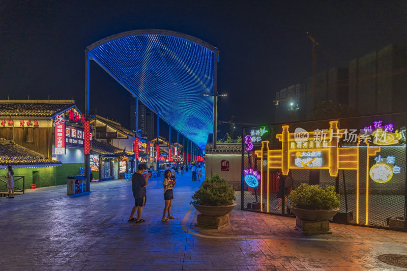 杭州胜利河美食街夜景