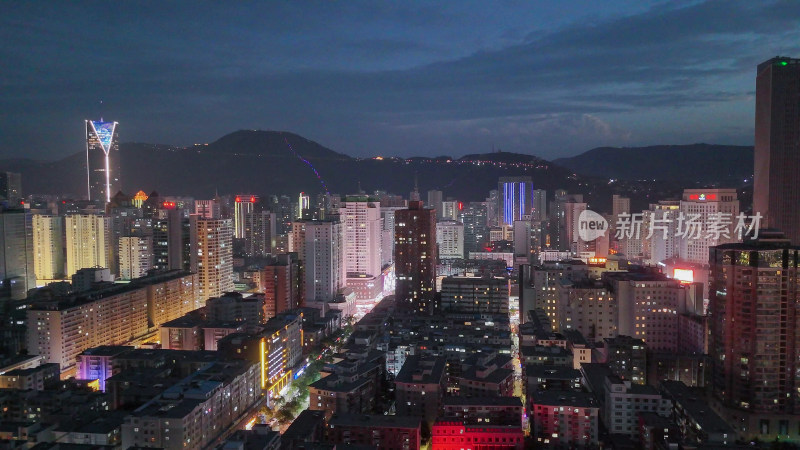 甘肃兰州夜景兰州城市夜景航拍