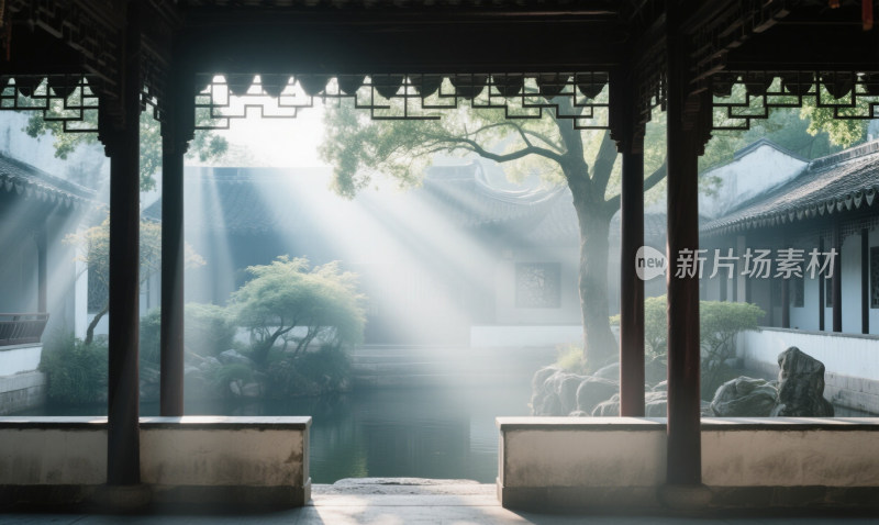 中式庭院阳光穿透景观